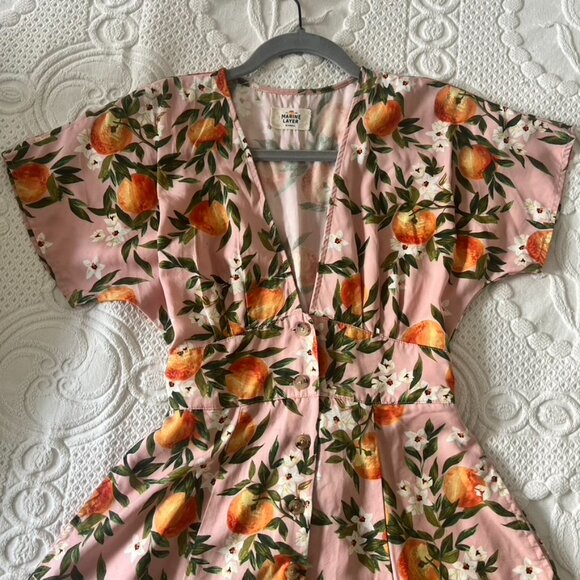 Marine Layer Women’s Camila Dress Oranges Print Size XS - Picture 6 of 9